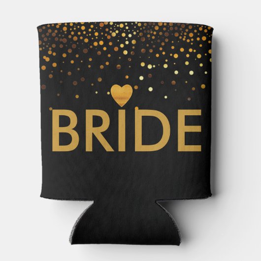 Gold Glitter Faux Folie Heart Bride Blikjeskoeler (Achterkant)
