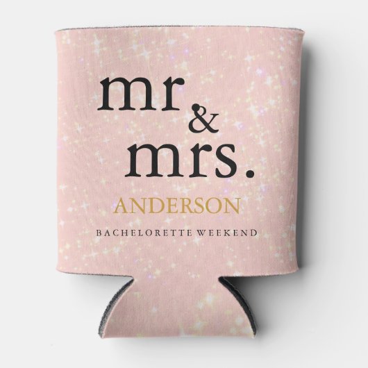 Gold Glitter Faux Folie Mr. en mevrouw Koelbox Blikjeskoeler (Voorkant)