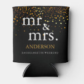 Gold Glitter Faux Folie Mr. & Mrs. Blikjeskoeler (Voorkant)