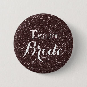 Gold Glitter Faux Folie Wedding Team Bride Ronde Button 5,7 Cm
