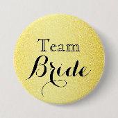Gold Glitter Faux Folie Wedding Team Bride Ronde Button 7,6 Cm (Voorkant)