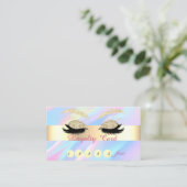 Gold Glitter Faux Lashes Abstracte holografisch Klantenkaartje (Staand voorkant)