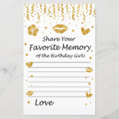 Gold glitter Favorite Memory of the Birthday Girl (Voorkant)
