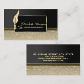 Gold Glitter Feather Lijst Glitter Notary Visitekaartje (Voorkant / Achterkant)