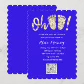 Gold Glitter Feet Baby Girl QR CODE Royal Blue Kaart (Voorkant / Achterkant)