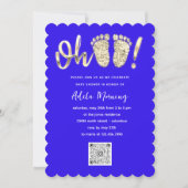 Gold Glitter Feet Baby Girl QR CODE Royal Blue Kaart (Voorkant)