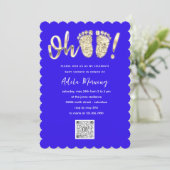 Gold Glitter Feet Baby Girl QR CODE Royal Blue Kaart (Staand voorkant)