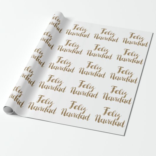 Gold Glitter Feliz Navidad  Cadeaupapier (Uitgerold)