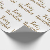 Gold Glitter Feliz Navidad  Cadeaupapier (Hoek)