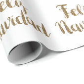 Gold Glitter Feliz Navidad  Cadeaupapier (Rol Hoek)