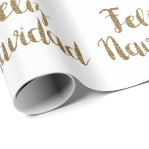Gold Glitter Feliz Navidad  Cadeaupapier