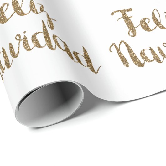 Gold Glitter Feliz Navidad  Cadeaupapier (Rol Hoek)