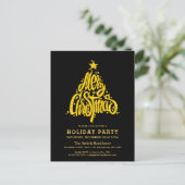 Gold Glitter Festive Black kerstfeestdag Uitnodiging Briefkaart (Staand voorkant)