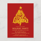 Gold Glitter Festive Red-kerstfeestdag Uitnodiging Briefkaart (Voorkant)
