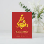 Gold Glitter Festive Red-kerstfeestdag Uitnodiging Briefkaart (Staand voorkant)