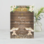 Gold Glitter Fiesta Boy Twin Baptism Christening Kaart (Staand voorkant)