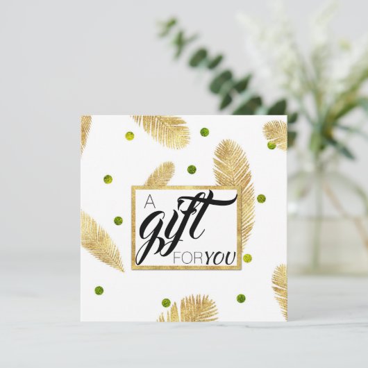 Gold Glitter Fir Branch Script Cadeaucertificaat (Staand voorkant)