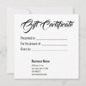 Gold Glitter Fir Branch Script Cadeaucertificaat (Achterkant)