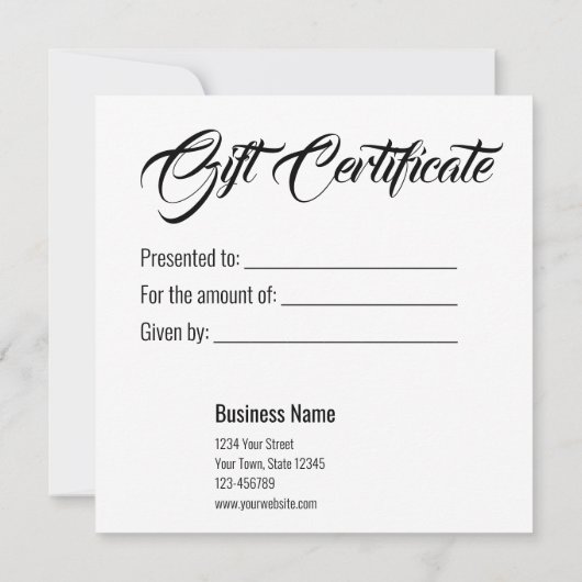 Gold Glitter Fir Branch Script Cadeaucertificaat (Achterkant)