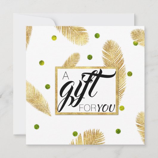 Gold Glitter Fir Branch Script Cadeaucertificaat (Voorkant)