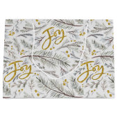 Gold Glitter Fir twigs Groot Cadeauzakje (Voorkant)