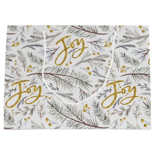 Gold Glitter Fir twigs Groot Cadeauzakje (Voorkant)