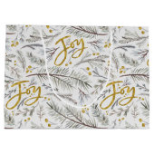 Gold Glitter Fir twigs Groot Cadeauzakje (Achterkant)