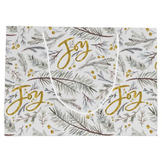 Gold Glitter Fir twigs Groot Cadeauzakje (Achterkant)