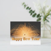 Gold Glitter Fireworks Happy Nieuwjaar 2016 Feestdagenkaart (Staand voorkant)
