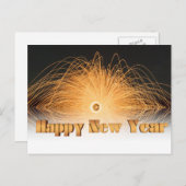 Gold Glitter Fireworks Happy Nieuwjaar 2016 Feestdagenkaart (Voorkant / Achterkant)