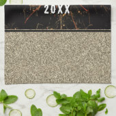 Gold Glitter Fireworks Happy Nieuwjaar 2023 Theedoek (Gevouwen)