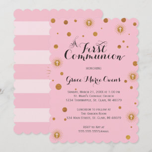 Gold Glitter First Community Invitation Kaart
