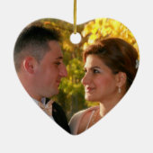 Gold Glitter First Kerstfeestfoto Keramisch Ornament (Achterkant)