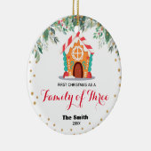 Gold Glitter First Kerstmis als familie van drie Keramisch Ornament (Rechts)