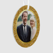 Gold & Glitter First Married kerstfoto Ornament (voorkant)