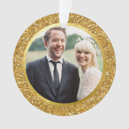 Gold & Glitter First Married kerstfoto Ornament