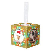 Gold Glitter Five Photo Kerstfeestdag Square Decoratie (Voorkant hoekig)