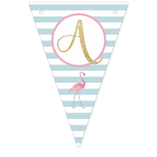 Gold Glitter Flamingo 1st Birthday Pennant Banner (Derde vlag)