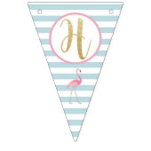 Gold Glitter Flamingo 1st Birthday Pennant Banner (Tweede vlag)