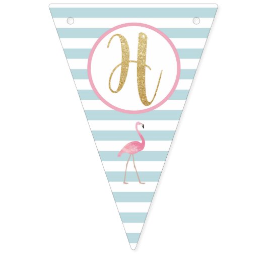 Gold Glitter Flamingo 1st Birthday Pennant Banner (Tweede vlag)