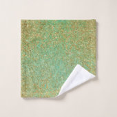 Gold Glitter Flecks Blauwgroen Aqua Glam Modern Gi Bad Handdoek (Wasdoekje)
