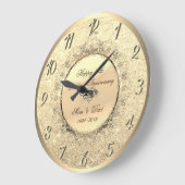 Gold Glitter Floral 25th Wedding Jubileum Grote Klok (Hoek)