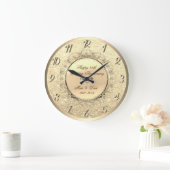 Gold Glitter Floral 25th Wedding Jubileum Grote Klok (Huis)