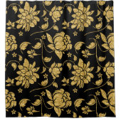 Gold Glitter Floral Damasks Pattern Douchegordijn (Voorkant)