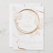 Gold Glitter Floral Elegant Wedding Save the Date Kaart (Voorkant)