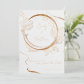 Gold Glitter Floral Elegant Wedding Save the Date Kaart (Staand voorkant)