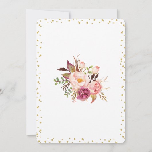 Gold Glitter Floral Engagement Party Uitnodiging (Achterkant)