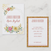 Gold Glitter Floral Geometric Beauty Appointment Afsprakenkaartje (Voorkant / Achterkant)