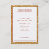 Gold Glitter Floral Geometric Beauty Appointment Afsprakenkaartje (Achterkant)