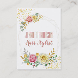 Gold Glitter Floral Geometric Beauty Appointment Afsprakenkaartje